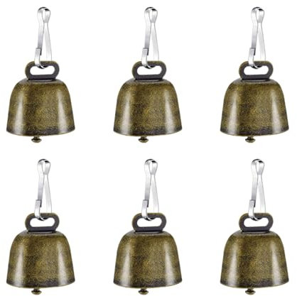 Geoyien Clochette, 6 Pièces Cloche de Noel, Cloche Vache, avec 6 Crochets, Cloches en métal pour Animaux de Compagnie, Cloches antiperte pour Vaches et Moutons, pour Animaux, décorations, pendentifs