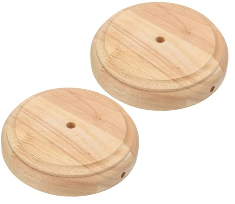 PATIKIL 6 x 1.3 Wooden Lamp Base, 2pcs Round Solid Wooden Base Wood Desk Lamp Display Stand Replacement for Bedroom Bedside Table Lamps DIY