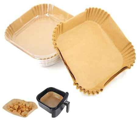 Onezebra 100PCS Air Fryer Liners, Air Fryer Parchment Paper Liners, 6.5-Inch Square Disposable Greaseproof and Non-Stick Baking Paper, Compatible with COSORI, Ninja, Tower, Tefal 3L-5.5L Air Fryers