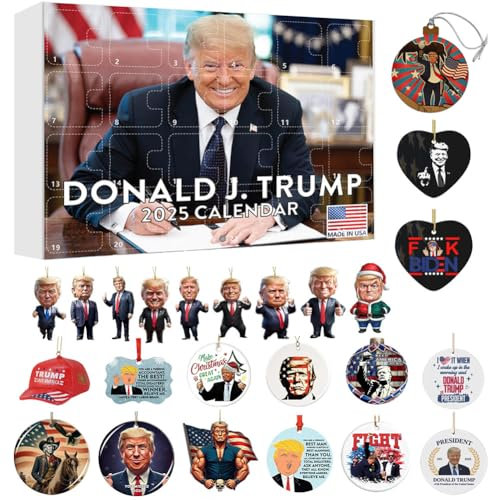 LYAA Trump Ornaments Adventskalender 2024 Weihnachten Countdown Baumschmuck für Fans Adventskalender