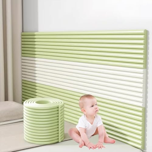 Wall Padding for Kids Autism - Soft Padded Wall Panels for Bedroom/Playroom/Nursery, DIY Cutting Upholstered Wall Panels Peel and Stick Headboard Self-Adhesive, Thickening Insulate(Grass green,20x200