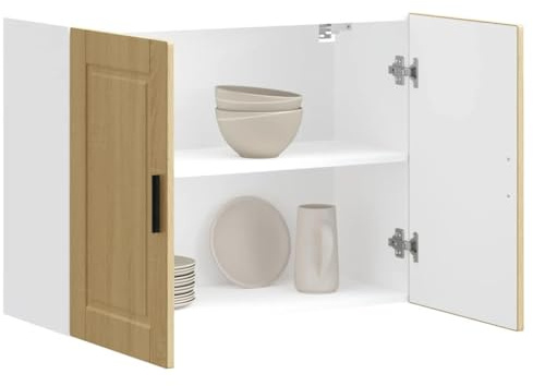 WIFESE Hängeschrank mit Tür Sideboard Küche Organizer Geräumiger Küchenschrank mit Viel Stauraum Aufbewahrungsschrank Wandschrank Sonoma-Eiche 80x31x60 cm Holzwerkstoff