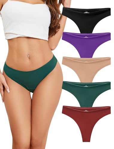 VOENXE String Coton Femme,Tanga Sport Culotte Femmes,Cotton Thong for Women | Strings Microfibre Feminin,Confortable Underwear,Sous Vetement Féminins,Womens Slip Panty Taille Basse,Lot de 5 Pack,XS-XXL