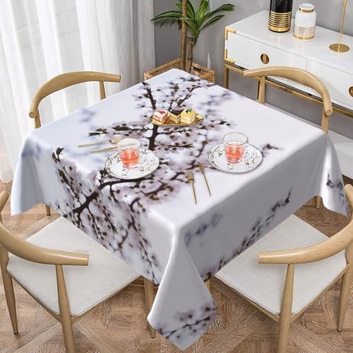 EZDLOWVBA Tovaglia quadrata con stampa di fiori di pesco, tovaglia impermeabile per cucina e sala da pranzo, tovaglia quadrata (137 x 137 cm) (152 x 152 cm)