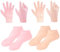 4 paia di calzini in silicone e guanti in silicone, morbidi calzini elastici per piedi, idratanti, riutilizzabili, per piedi secchi e screpolati, da donna