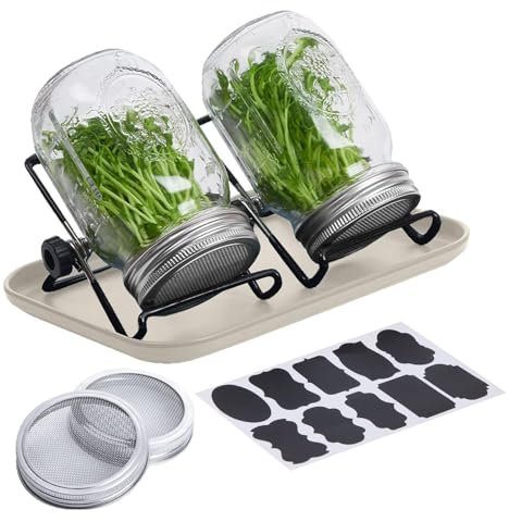 Kit de germination germée - cocher des bocaux à bouche large | Kits de culture de germination, kit de germination avec plateau, support en acier inoxydable, plant pour principian