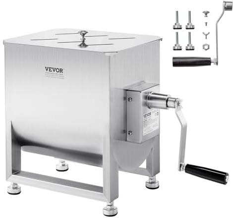 VEVOR Mélangeur à viande manuel, équipement de traitement de la viande avec réservoir fixe de 30 L, machine à mélanger pour chair à saucisse en inox capacité 20,4 kg, pour bœuf haché