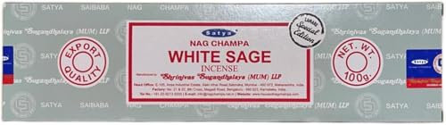 LAMARE Satya White Sage Räucherstäbchen, 1 Packung mit 100 g (80-90 Stäbchen), Aromatherapie, Meditation, Yoga, umweltfreundliche Verpackung