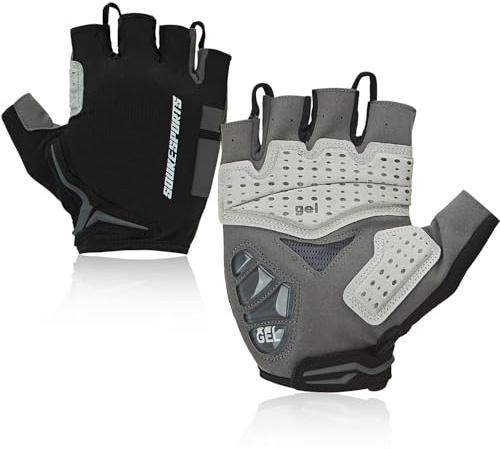 Souke Sports Herren Damen Fahrradhandschuhe Gel Sommer Radhandschuhe | Halbfinger Fahrrad Handschuhe mit Gepolsterte,Kurz Rennrad Handschuhe mit Schlaufen,Fingerlos Radlerhandschuhe