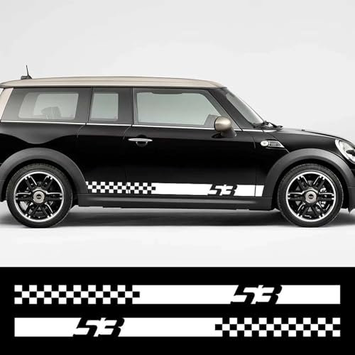 AENQNVK 2-teiliger Auto-Seitentür-Aufkleber, passend für Mini Cooper S JCW R55 R56 R60 R61 F54 F55 F56 F60 Countryman Dekorationszubehör