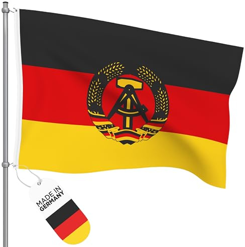 FBS Premium Flagge mit Ösen - DDR -Wetterfeste Flagge Deutschland 150x100cm - Strapazierfähige Fahnen und Flaggen aus aller Welt - Deutschland Fahne aus Spun-Polyester 155g/m (DDR)