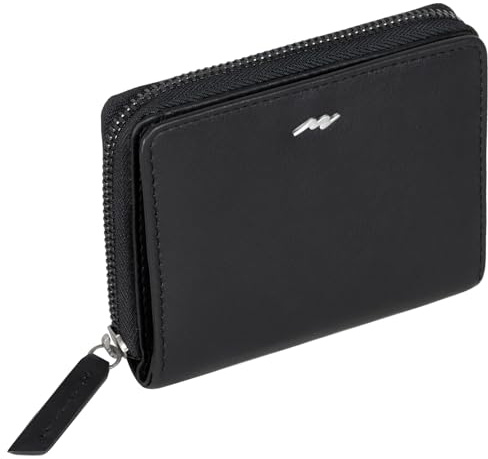Marc Peter® Geldbörse Lisa, Kleine Portemonnaie, Geldbeutel aus Leder, mit TÜV-gepruftem RFID-Schutz, inkl Geschenk-Box, für Damen Schwarz Nappa