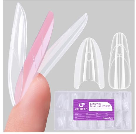 Sandwich Nail Dual Forms 240Pcs - DIY Easily For Salons & Home Almond