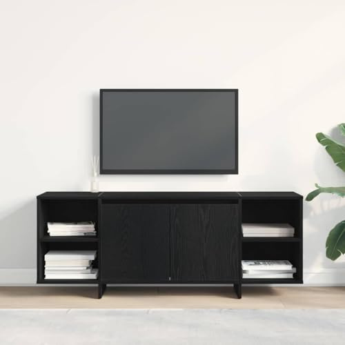 QZZCED Supporto TV Nero Armadio TV Mobile sotto struttura stabile 2 ante ripiani Organizzazione 120 x 30 x 40,5 cm compensato