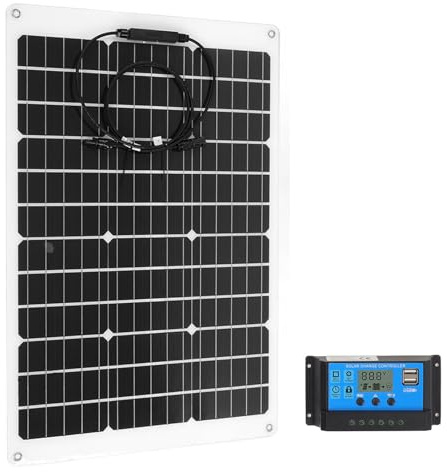 Jonlaki Kit de Panneaux Solaires Flexibles de 70 W avec Diode Intégrée pour Systèmes 12 V, Idéal pour les Camping-cars et les Besoins d'alimentation en Extérieur