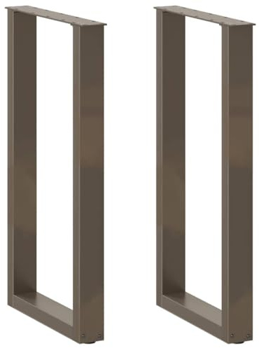 Qnhdfrt Lot de 2 pieds de table de bar en forme de U - 40 x (90-91) cm - En acier naturel revêtu par pulvérisation - Pieds de nivellement réglables - En métal moderne - Pour tables dans le salon, la
