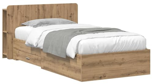 vidaXL Bettgestell mit Stauraum Artisan-Eiche 100 x 200 cm, Moderner Bettgestell, praktischer Stauraum, schickes Schlafzimmer-Upgrade, Holz, platzsparende Lösung