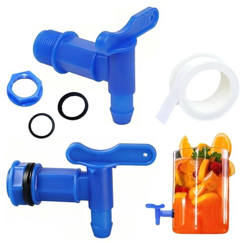 ZWWOGE 2 Pezzi Rubinetto Serbatoio Acqua Piovana 3/4, Plastica con Guarnizione, Controdado, Nastro Sigillante, per Giardino