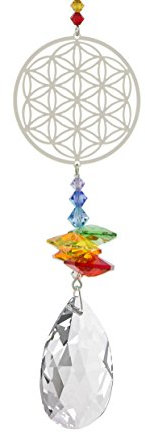 Tierra Zen CR33 Kristall Fantasie zum Aufhängen Blume des Lebens, Feng Shui Regenbogen Sonnenfänger Facettiert Suncatcher
