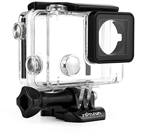 SOONSUN Boîtier de plongée étanche pour GoPro Hero 3/3+/4 Noir Argent – 40 m Boîtier sous-marin compatible avec écran BacPac et batterie pour la plongée sous-marine, la plongée avec tuba et les