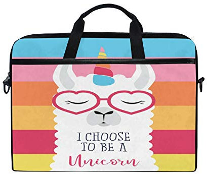 WowPrint Laptop Sleeve, Cute Llama Unicorn Laptop Case Shoulder Strap with Handle Portable Notebook Computer Bag for 13 13.3 14 15 inch