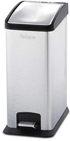 Velaze Poubelle Cuisine à Pédale en Acier INOX, Soft-Close Poubelle Tri, Recyclage à Domicile - 12L