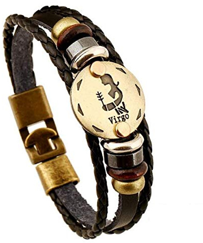 Longyangqk Geflochtene Lederarmbänder Männer Frauen 12 Constellation Braided Rope Leather Bracelets