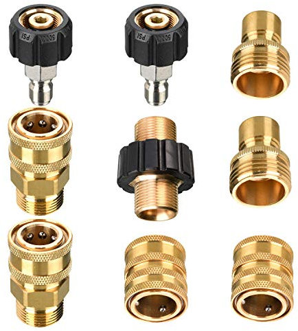 Tool Daily Hochdruckreiniger-Adapter-Set, M22 auf 3/8 Zoll Schnellanschluss, 3/4 Zoll auf Schnelltrennung, männlicher M22-Schlauchadapter, 9er-Pack