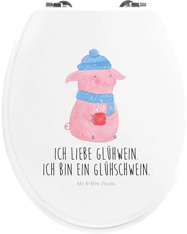 Mr. & Mrs. Panda Motiv WC Sitz Schwein Glühwein - Geschenk, Toilette, WC-Sitz, Toilettendeckel, Weihnachtsdeko, Weihnachtsmarkt, Glühschwein,