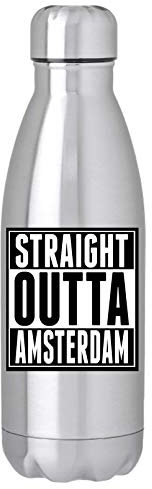 Luckyprint Straight Outta Amsterdam Slogan 350ml Wasserflasche Thermal