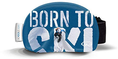 Soggle Ski Protective Microfibre Cover for Ski Goggles (One Size), Colour: Text Born to ski
