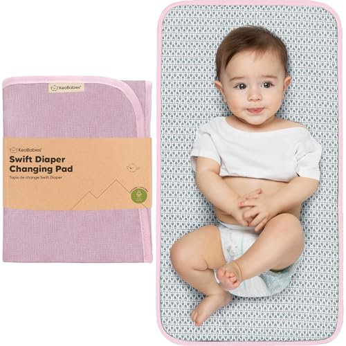 Tragbares Wickelunterlage für Unterwegs - Wickelunterlage Waschbar - Faltbar Baby Wickelauflage Wasserdicht - Kleines, Leicht Wickelunterlagen für Baby (Sweet Pink)