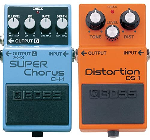 BOSS Ch-1 Stereo Super Chorus & DS-1 Distortion Pedal, Classic Tones for All Types of Music, The benchmark in Guitar distortion
