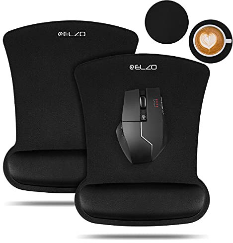 ELZO 2 Stücke Ergonomische Mauspad Gel Handgelenkauflage Maus Handballenauflage Anti-Sehnenscheidenprobleme für Computer und Laptop, Schwarz