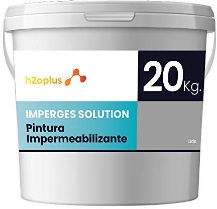 h2oplus Peinture d'étanchéité Imperméabilisante pour Terrasse Circulable, Balcon et Sols Extérieurs Gris PROFESSIONNEL · 20 kg (16,6 L)