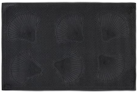Relaxdays Felpudo Goma, 40 x 60 cm, Tapete con Conchitas, Antideslizante, Resistente a la Intemperie, con Pinchos, Negro, Caucho