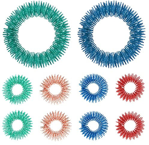 Abeillo 10 Stück Akupressur Ring Set, Anti-Stress Akkupressurringe, Massageringe für Finger und Handgelenke, Sensorische Stressabbau, Fingerspielzeug für Adhs Autism