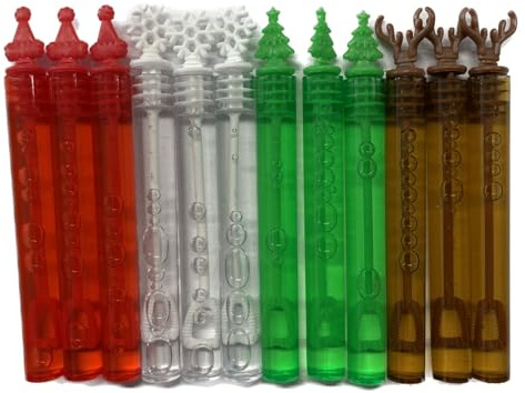 Anila's Anilas Complete Christmas Themed 10 Party Bags, Fillers & Favours – 12 Christmas Bubble Wands with Christmas Toppers. (Ideal for Children Aged 3-8), 22 Piece Set