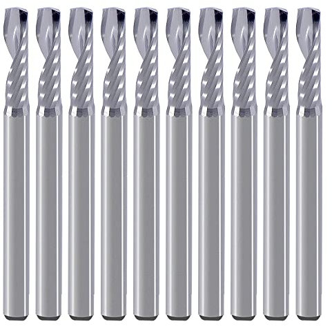 CNC-Fräser-Bits, Gravur-Bits, Schaftfräser, einschneidige Spirale,Upcut Router Bit,3.175mm Schaft,3.175mm Schnittdurchmesser,12mm Schnittlänge,Wolframstahl,Gravur,Schnitzwerkzeug-Set für MDF,Acryl,PVC