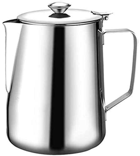 EdirFtra Lechera de Acero Inoxidable 304 con Tapa, Apta para Que los Baristas preparen café, Latte, 1000ml