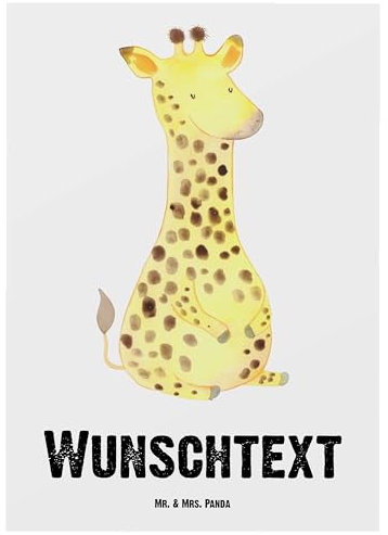 Mr. & Mrs. Panda Personalisierte Postkarte Giraffe Zufrieden - Personalisierte Geschenke, Postkarte mit Wunschtext, Ansichtskarte mit Wunschtext,