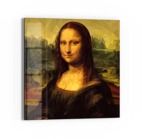 DEQORI Glasbild Echtglas | Motiv Mona Lisa im Polygon Stil | quadratisch einteilig 30x30 cm | schöne Dekoration | Wandbild für Wohnzimmer, Schlafzimmer, Flur & Küche | moderne Wanddeko