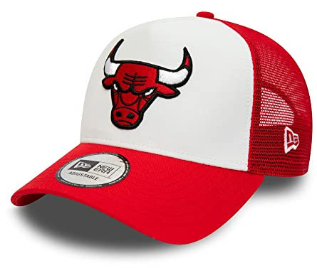 New Era Kappe Hut Chicago Bulls Fanartikel gebogener Schirm verstellbar weiß rot A-Frame - One-Size