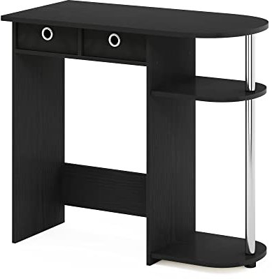 Furinno Go Green Escritorio para computadora portátil, Madera de ingeniería, Americano/Acier Inoxydable/Negro, 39.62 (D) x 80.01 (W) x 72.39 (H) cm