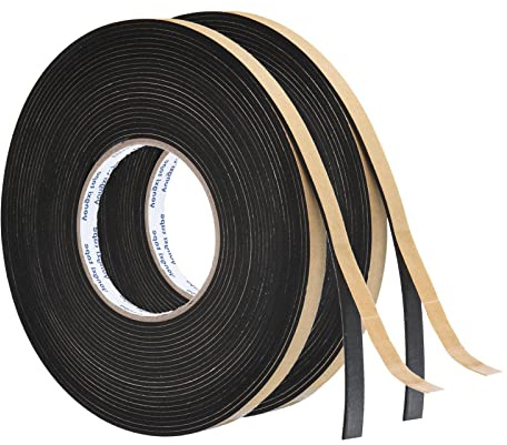 PATIKIL 32.8ft/10m Weather Stripping Door Seal Strip, 2 Roll EVA Foam Seal Tape Self Adhesive Strip 10mm Wide 2mm Thick for Door Window Insulation