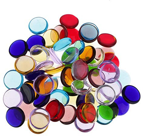 BANGHA Mosaik Steine,Mosaik Fliesen 100g Mischfarbe Runde Form Klarglas Mosaikfliesen für DIY Handwerk Mosaik Machen Kinder Puzzle Kunsthandwerk Transparenter Stein
