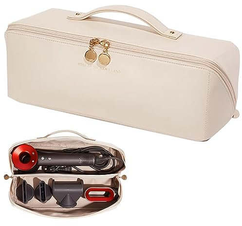 Linpr Travel Storage Bag for Dyson Airwrap Styler/Shark flexstyle, Portable Handheld Travel Case, Double Compartments Organizer Bag with Large Opening, Waterproof Hair Dryer Carrying Case (White)