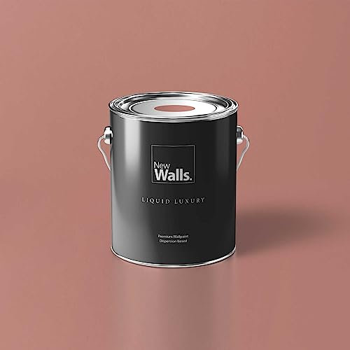 New Walls Premium Wandfarbe Rot, Lachs Liquid Luxury Dispersionsfarbe für Innenräume – 5 L