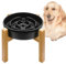 MOPANG Gamelle Anti-Gloutonie pour Chiens de Moyenne et Grande, Bols Surélevés en Céramique pour Slow-Feeder, Antidérapante Gamelle pour Chiens, Ø 21cm, 1000ml, Gris Foncé