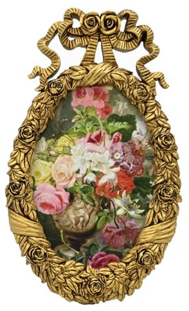 Willump Vintage Bilderrahmen,Eingerahmt, Perfekter Einrichtungsschmuck, Anhänger Der Arbeitsfläche und Wänden Sind Die Besten Geschenke,Die anzeige 12,5x17,2 cm(V15-Schwarz Gold)